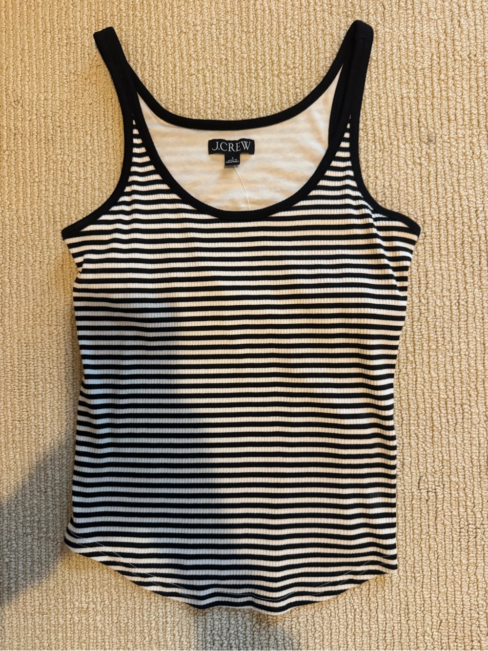 J. Crew Black & White Ribbed Striped Tank